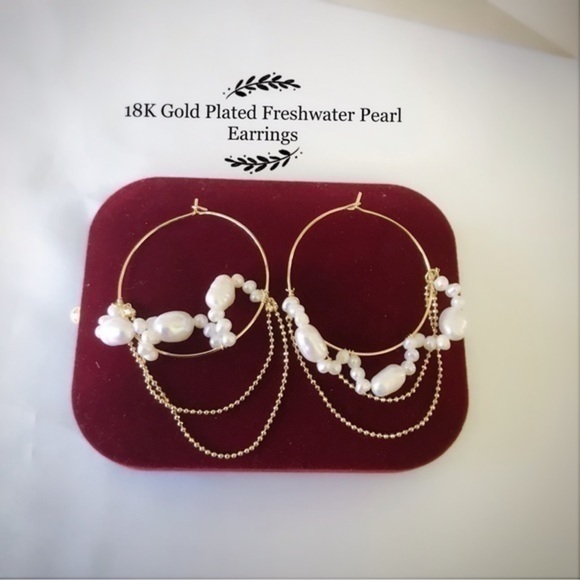 18K GP  Fresh water pearl Earrings - Picture 4 of 6